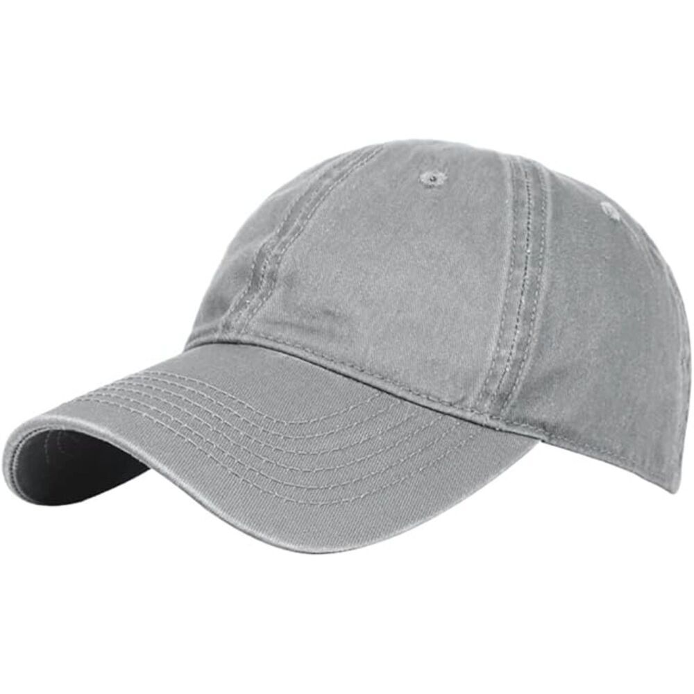 Unisex Gray Washed Dyed 100% Cotton Adjustable Buckle Classic Baseball Dad Hat